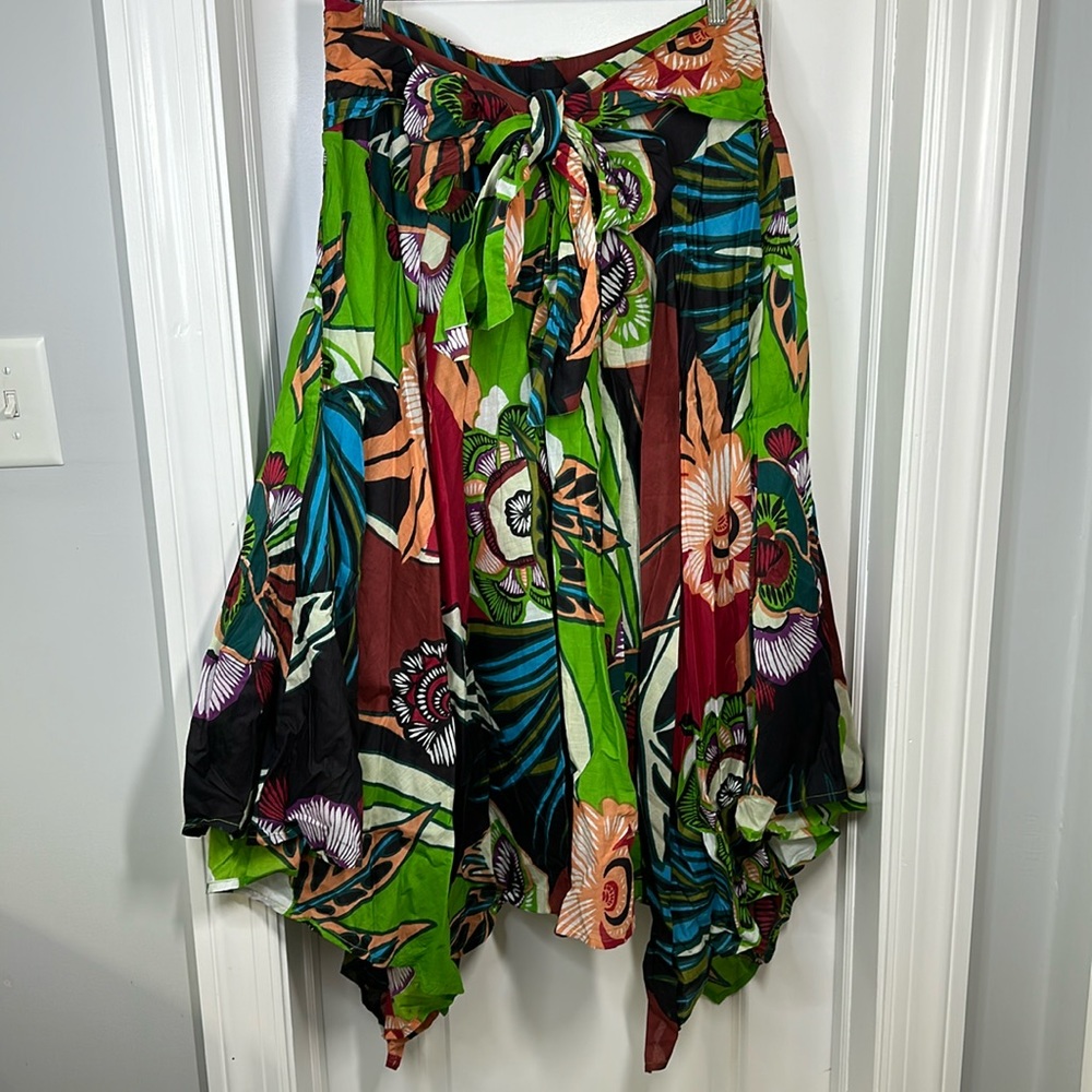 Newman Marcus Hankerchief Multicolor Skirt with Bow Tie Sz XL